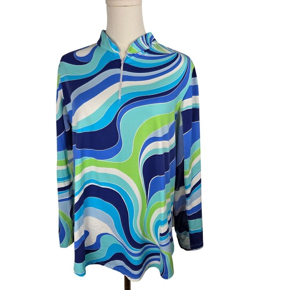 Famazee By Donati Vittorio 1/4 Zip Shirt Size XL UV50 Quick Dry Long Sleeve Blue